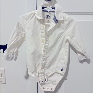 White collared button down onesie